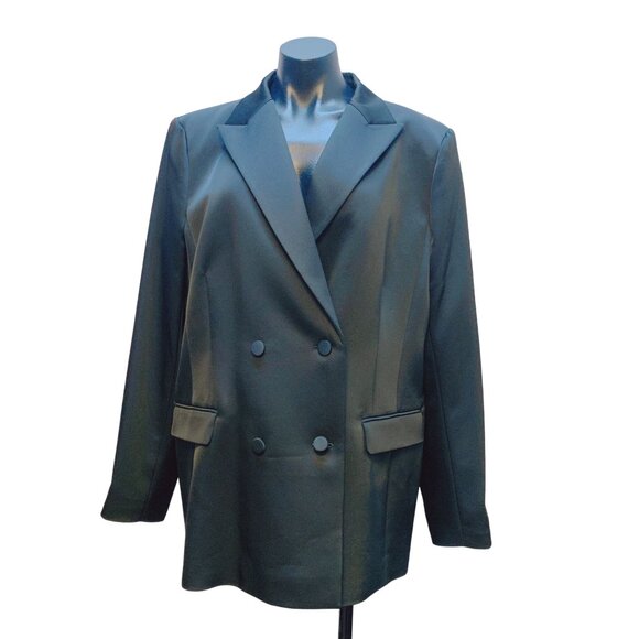 NWT Lafayette 148 New York Black Double-Breasted Blazer Jacket 18 - Picture 1 of 7